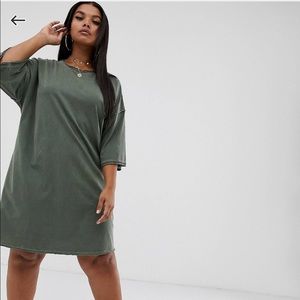 Curve oversized t-shirt dress with raw edge